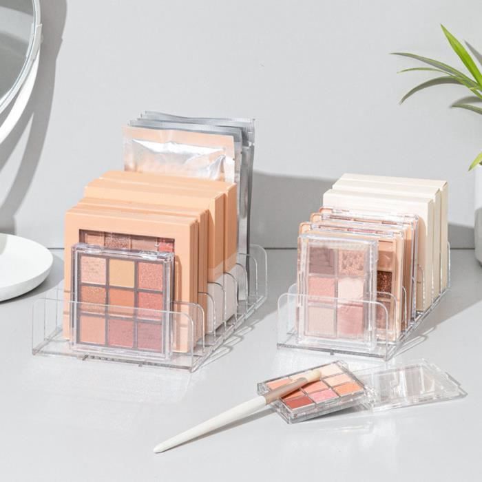Lot De 2 Organisateurs à Fards à Paupières Transparents – 7 Compartiments – Pour Palette Maquillage, Rangement Coiffeuse