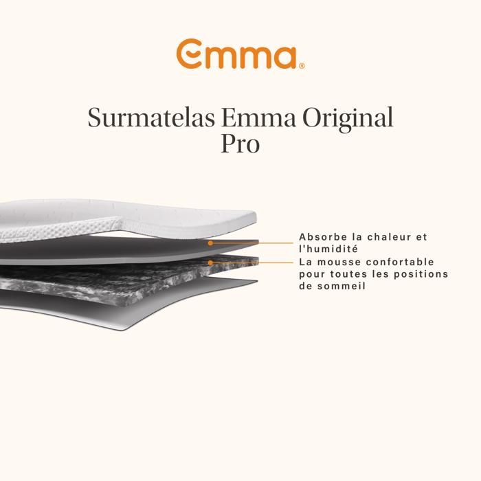EMMA Surmatelas Emma Original Pro 180x200 cm + Mousse Thermorégulante + Housse Lavable EMMA Surmatelas Emma Original Pro 180x200 cm + Mousse Thermorégulante + Housse Lavable