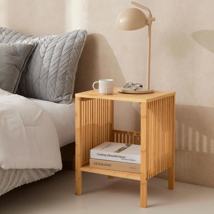 table d'appoint varde bambou 50 x 38,5 x 33 cm naturel