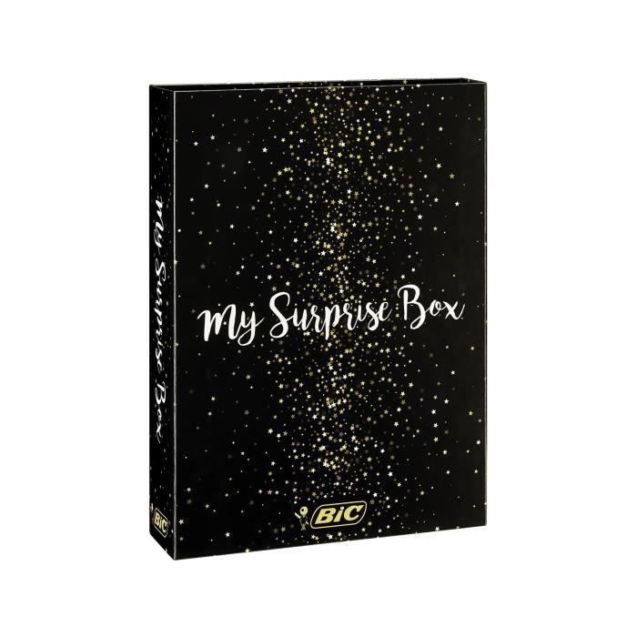 BIC My Surprise Box - Coffret Cadeau de 14 Produits d'Écriture, 4 Stylos-Bille/5 Feutres Métallisés/ 5 Stylos Gel, 1 Bloc de Notes R