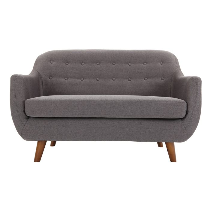 Miliboo Fauteuil Design Tissu Bleu et Pieds Noyer EKTOR