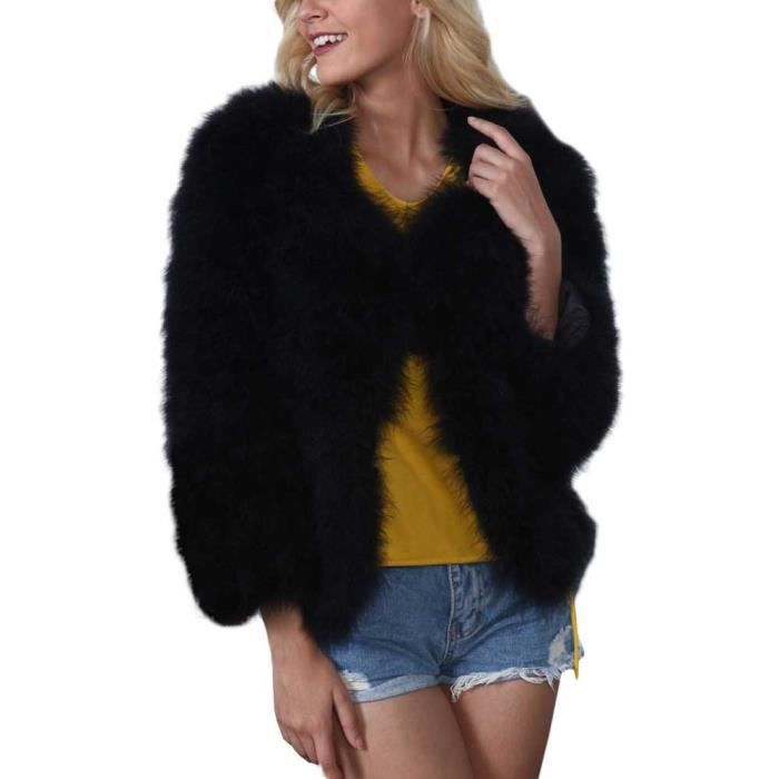 manteau noir femme fourrure