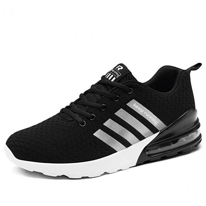 Chaussures de Course pour Hommes Basket Chaussure Knit Coussin d'air Baskets  Running Sneaker Running Sport Trail Outdoor Fitness Sho Noir - Achat / Vente  basket multisport - Cdiscount