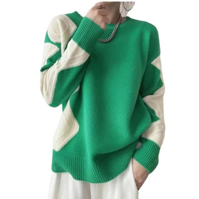 Pull D'Hiver Femmes Manches Longues Rayé Crop Hauts Pull Chandail