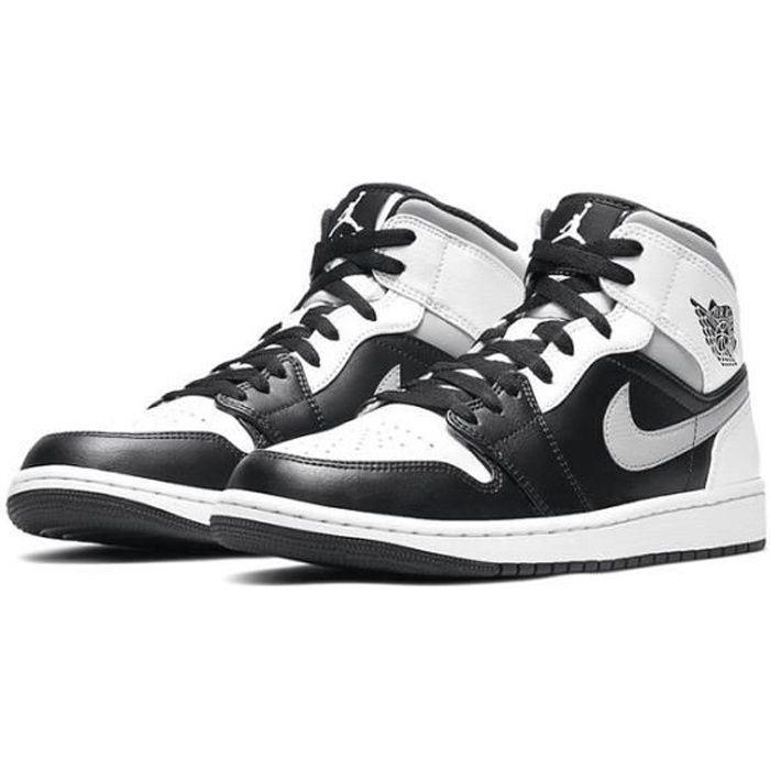 Basket Nike Air Jordan 1 Mid GS Nike 554725 073 Cuir Lacets Noir gris Noir gris Cdiscount Chaussures