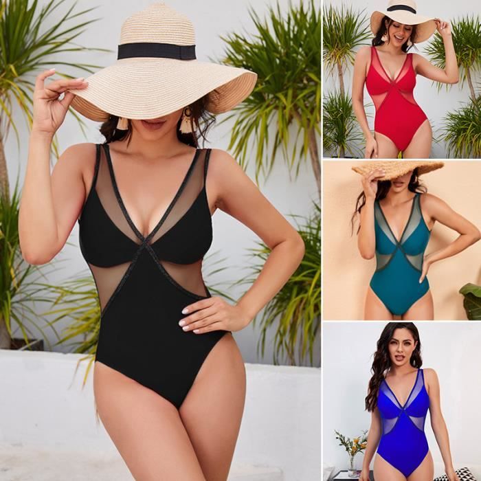 Femme Maillot de Bain 1 piece Amincissante Slim Grande Taille Bikini Transparent NOIR noir Cdiscount Pret a Porter