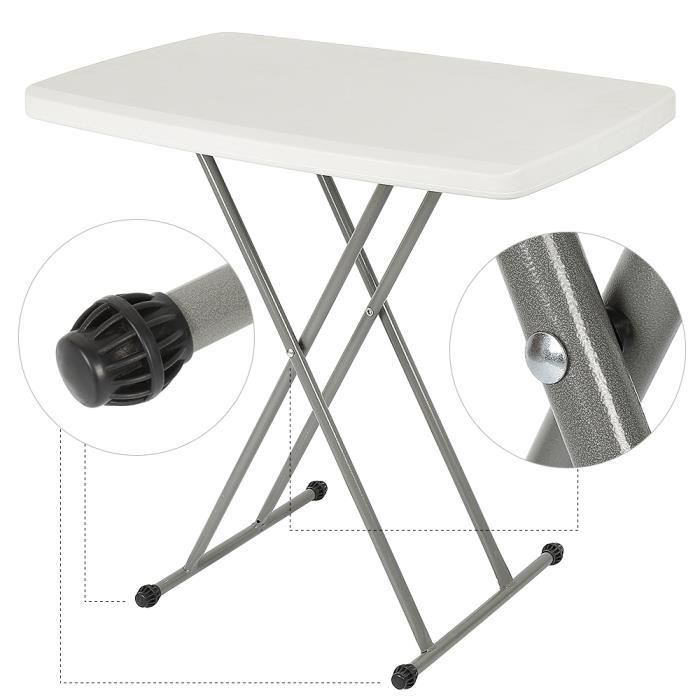 Table Pliante Camping OHMG 60x60x52 Cm - Ultra Légère, Imitation Bois, Portable Pour Jardin, Pique-Nique, Balcon