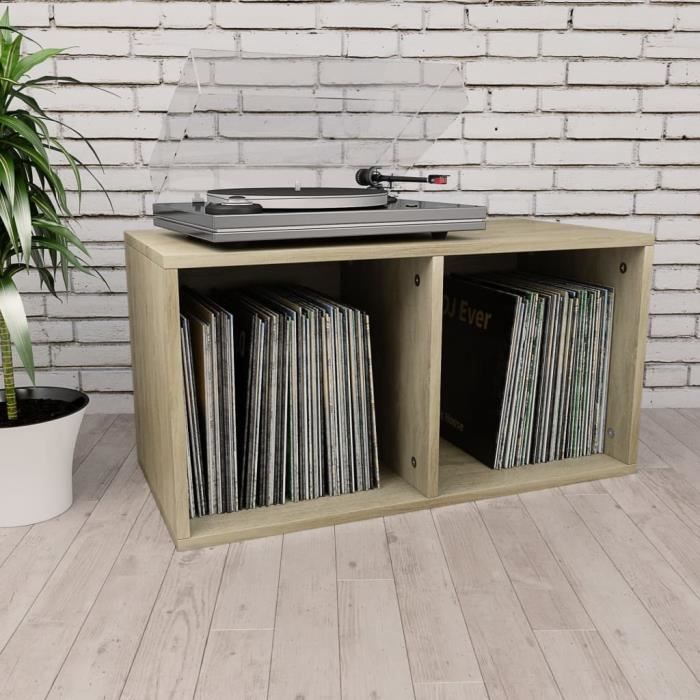 8410Easy® Boîte de rangement de vinyles média Armoire à CD Meuble de Rangement pour CD et DVD Chêne sonoma 71x34x36cm Aggloméré