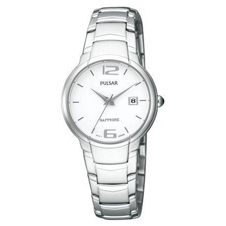 Montre Femme PULSAR Vintage à Quartz - Cadran Blanc Vagues - Bracelet Acier 11mm - Occasion Bon état
