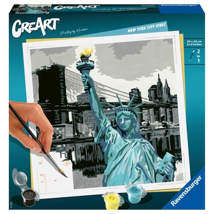 CreArt New York City 20x20 cm - format carré - Peinture par numéros – Dès 12 ans – Ravensburger - 28998