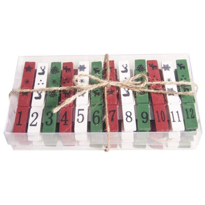 Set de 24 chiffres en bois pour calendrier de l'Avent Set de 24 chiffres en bois pour calendrier de l'Avent