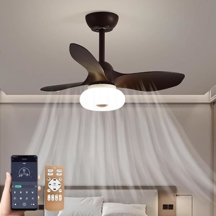 Lustre Ventilateur De Plafond Anyingkai Avec Télécommande, LED, 30W, Gris