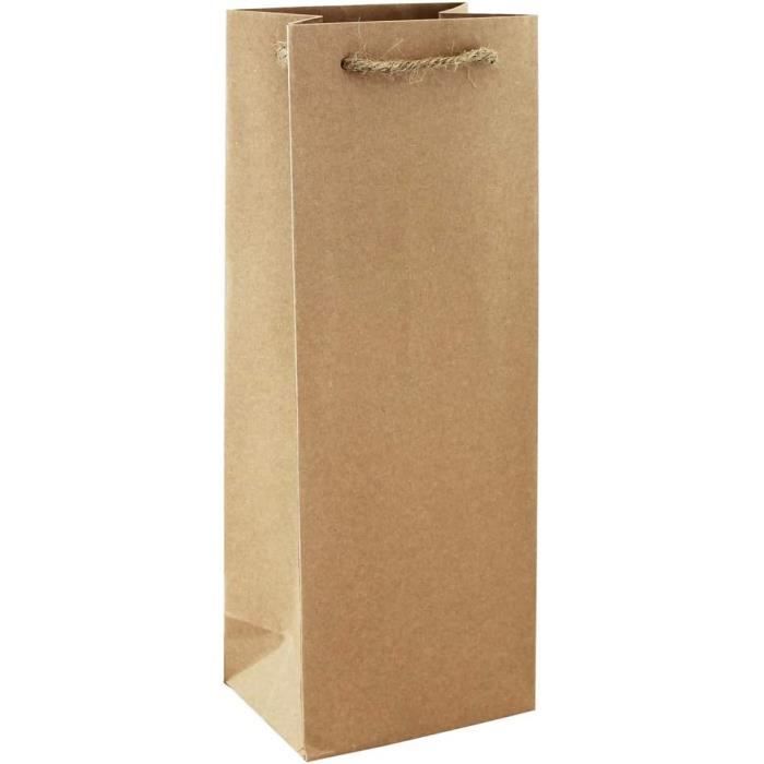 Eurowrap 28800-4C - Un Sac Cadeau Kraft - Format Bouteille - 12,7x9x35,5cm - 210g - Emballage Cadeau Kraft, Emballage, Idéal Pour : Bouteille, Gourde, Alimentaire