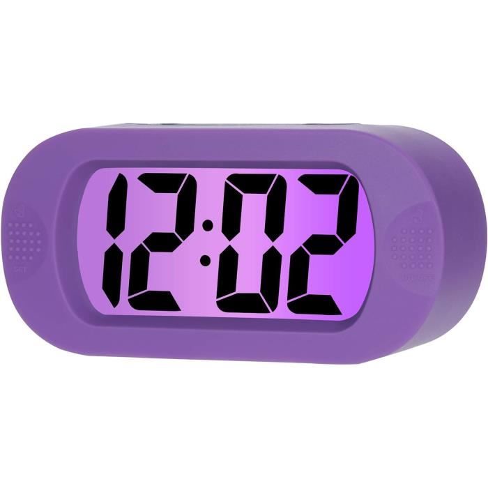Réveil matin avec grand écran LCD LED avec fonction snooze de nuit