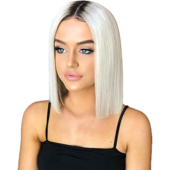 KaloryWee Postiche Femme Cheveux Court Perruque Cheveux Raides