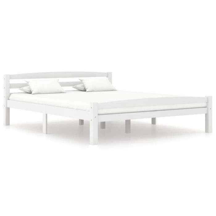 cadre de lit blanc bois de pin massif 160x200 cm - stoex - structure de lit - contemporain - design