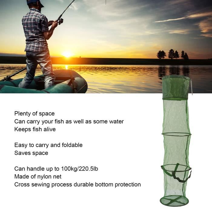 Kisangel 2 Pièces Cage de pêche Pliant Poisson Portable Fold Fisherman