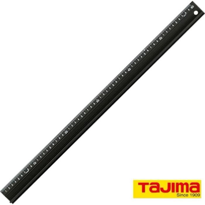 Règle de découpe graduée avec protection des doigts Tajima - 60 cm - Noir