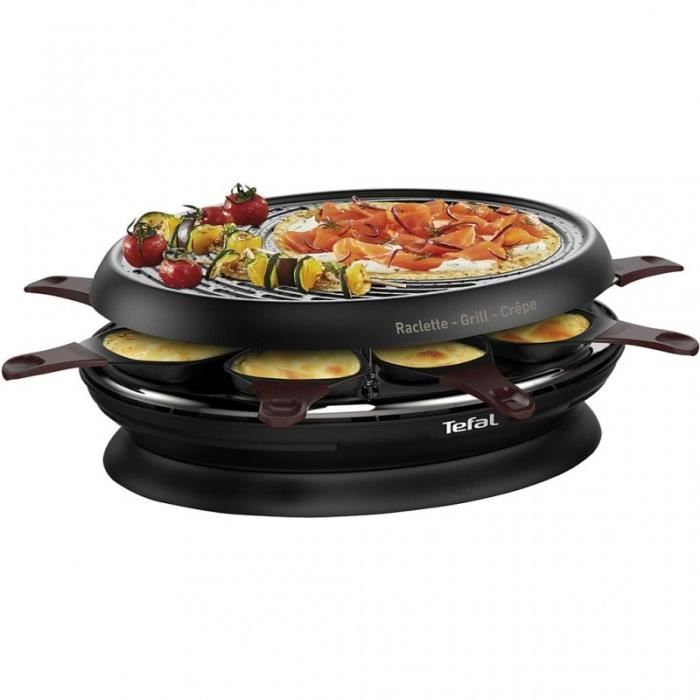 Raclette - TEFAL - Colormania noir RE320012 - 8 personnes - 1050W - Revêtement anti-adhésif