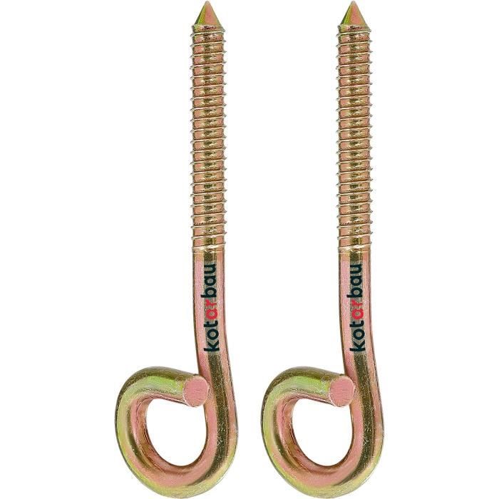 Lot De 2 Crochets De Balançoire KOTARBAU M8 Filetage Bois - Pour Fauteuil Suspendu, Hamac, Acier Galvanisé Jaune