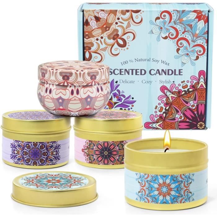 Bougie Parfumée Noël M&SENSE - Cire De Soja Naturelle - Parfum Cannelle - 230 G, 35-50h - Cadeau Décoratif
