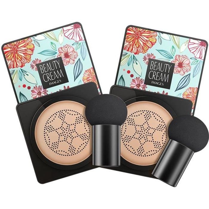 Lot de 2 Fond de Teint BB Cream Mushroom Head, Correcteur Hydratant, Base de Maquillage