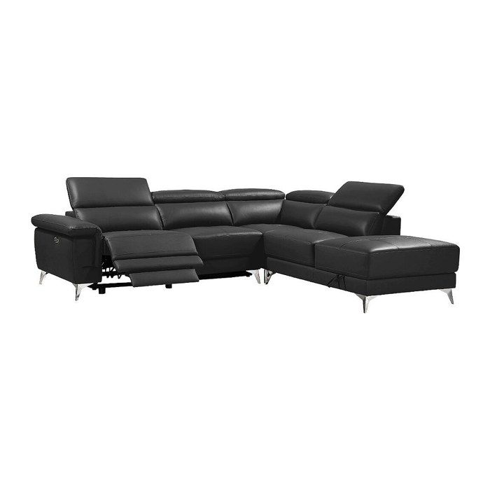 Canapé dangle droit relax électrique en cuir gris anthracite PASCALINE