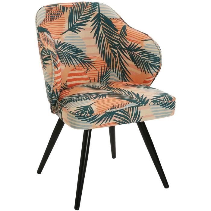 chaise fauteuil saona - versa - tissu imprimé feuillage - multicolore