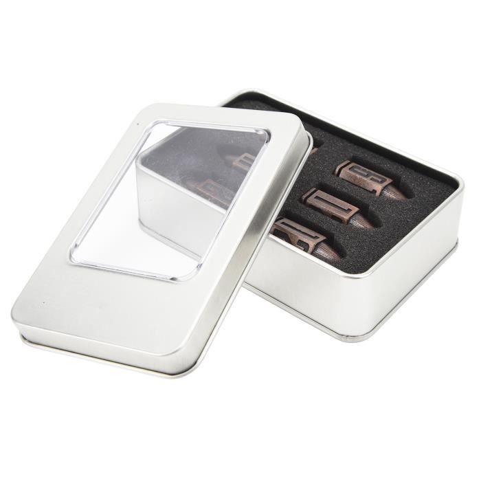 Jeu De 5 Dés En Alliage D'Aluminium Avec Boîte Métallique - Pour Poker, Monopoly, Soirées Jeux (Boîte Rectangle Or)