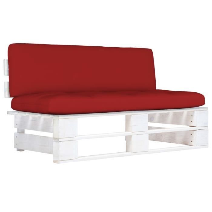 vidaXL Canapé central palette de jardin Blanc Bois de pin imprégné.