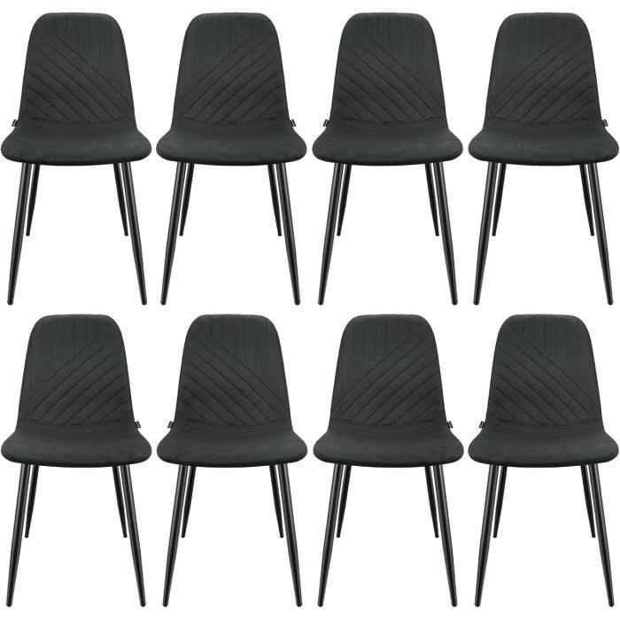 Lot De 4 Chaises Salle à Manger Avec Coussins - Pieds Bois Massif Noir - Style Scandinave