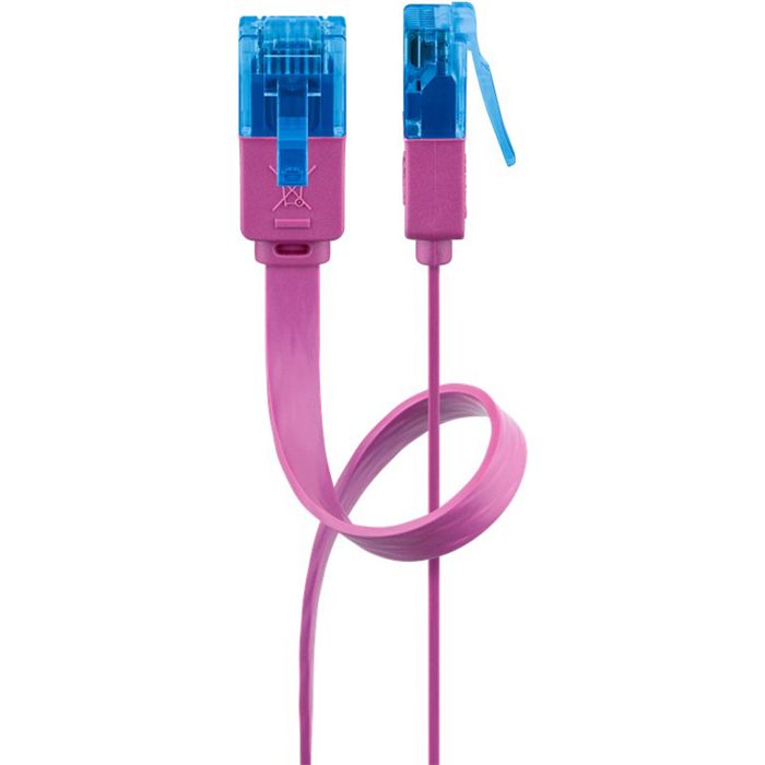 Cordon de raccordement CAT 6a - GOOBAY - 50 cm - Magenta - Moulé plat serre-câble
