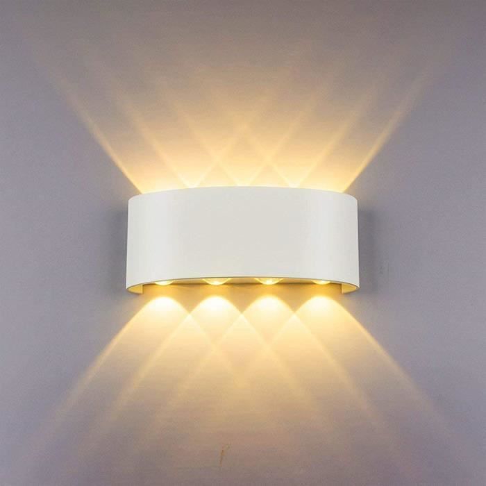 Applique Murale LED en Aluminium - WOTTES - UNI - Blanc - 8W - Intérieur/Extérieur