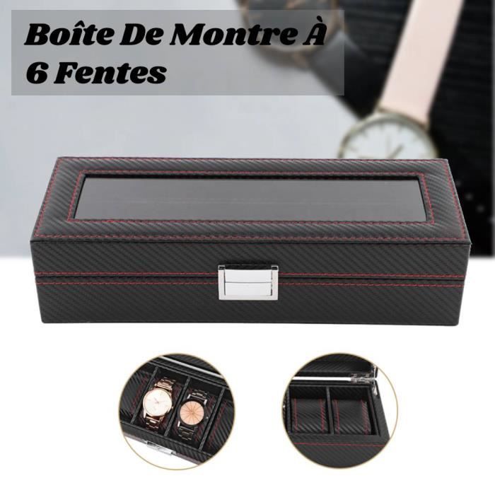 Uten Boîte à Montres avec 6 Fentes, Écrin à Montres en PU, Étui de