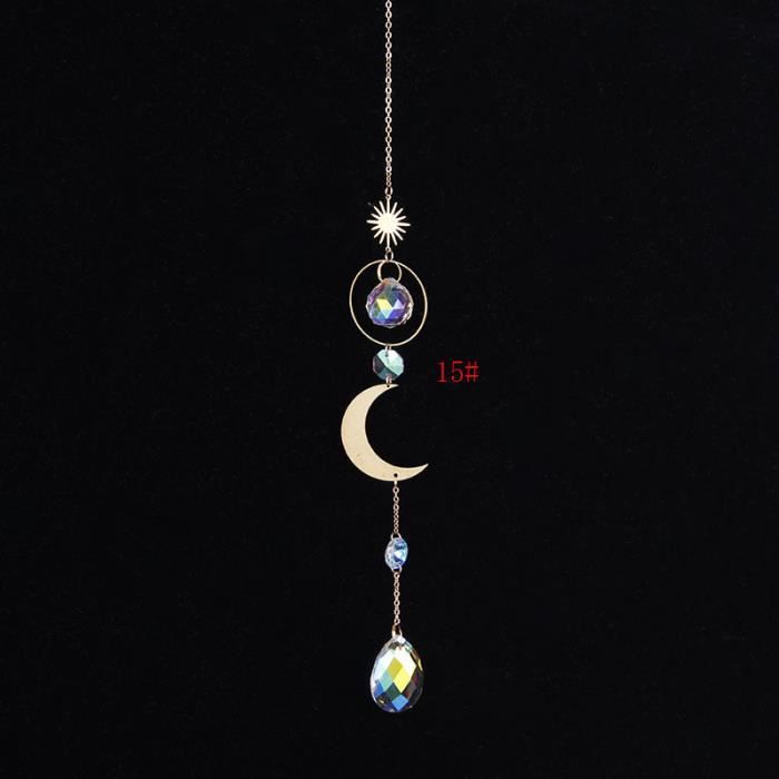 Carillon Éolien Attrape-Soleil Cristal - Spirale Queue + 7 Perles Chakra, 40,7 Cm Décoration Fenêtre Jardin