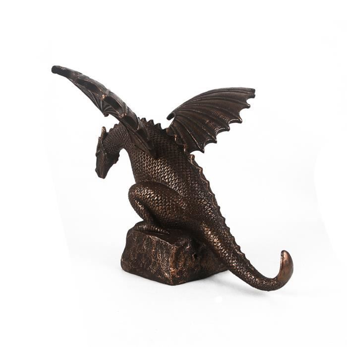 Sculpture Dragon Résine Pour Jardin - 30x30x22 Cm, Décoration Extérieure, Fontaine Compatible