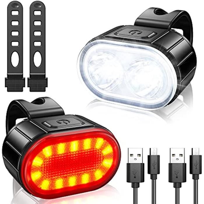 Lumiere Velo Ensemble Eclairage Velo a LED Puissant Kit Lampe Velo IPX5 Etanche Feux de Velo Rechargeables par USB Cdiscount Sport