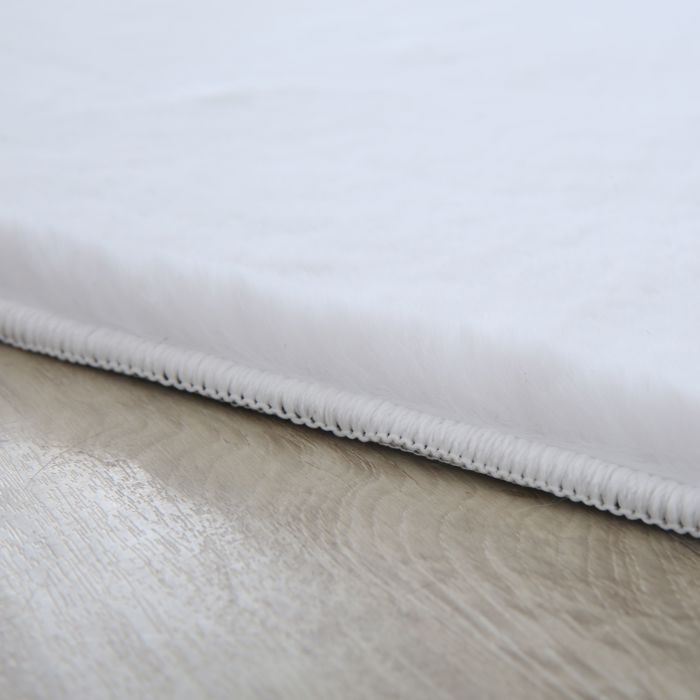 Lot 3 Tapis Shaggy HomebyHome - Blanc, Poils Longs 30 Mm - 60x110 + 80x250 Cm