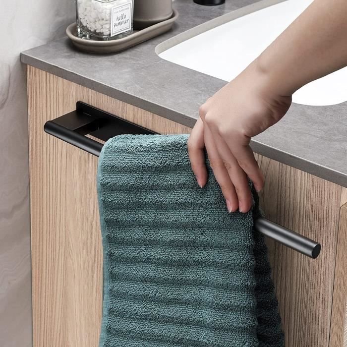 Porte-Serviettes Mural Salle De Bain En Acier Inoxydable 304 Noir Mat - 40cm Robuste, Élégant Et Pratique