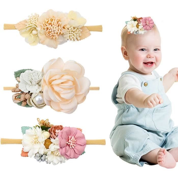 4 PiècesBandeaux Bébé, Bandeau Fleur Mini Rose, Nœuds Pour Bébés