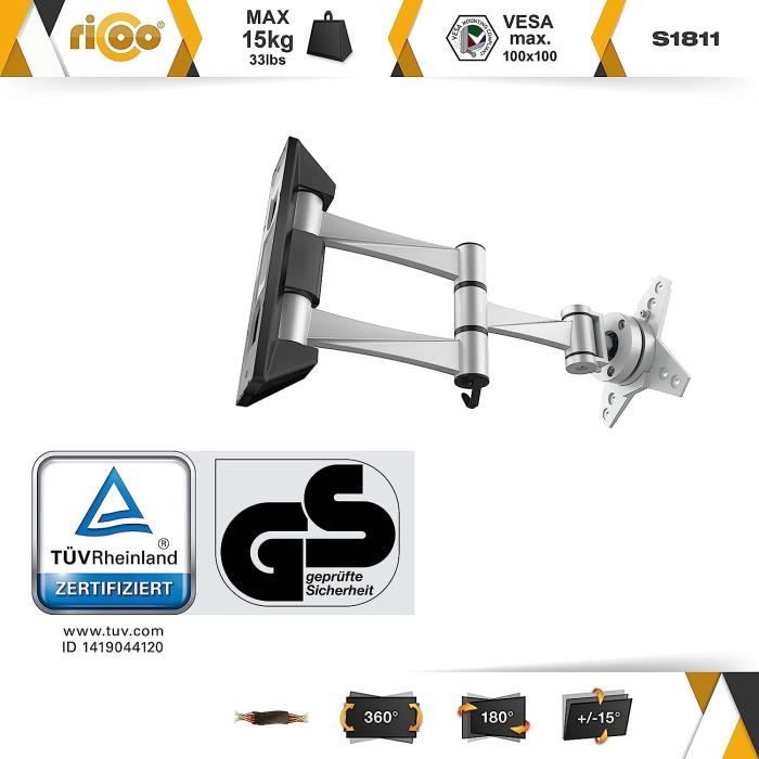 Support TV Mural RICOO Orientable 13-32 Pouces - Inclinaison ±15° - VESA 200x200 - Max 30kg
