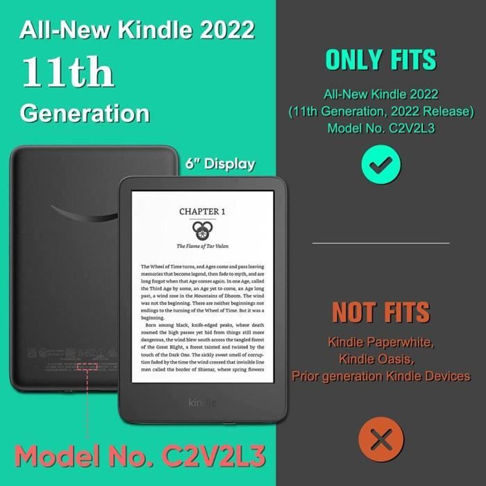Pour Le Tout Nouvel Etui Kindle(11E Generation,Version 2022)- Housse De  Protection En Cuir Pu Pour Livre Folio Mise En Veille(M-342) - Cdiscount  Informatique