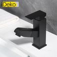 Robinet lavabo salle de bain avec doucette tirage iDeko® Noir monotrou en métal-2