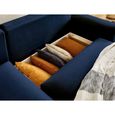 Canapé d'angle réversible Camelia - 4 places - convertible avec coffre et poches - en velours - Bleu nuit-2