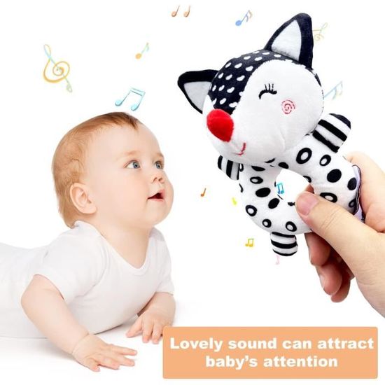 Universal - Jouet bébé hochet enfant 06 12 mois ensemble nouveau-né bébé noir  blanc peluche douce mignon animal accroché à l'horloge de lit cadeau