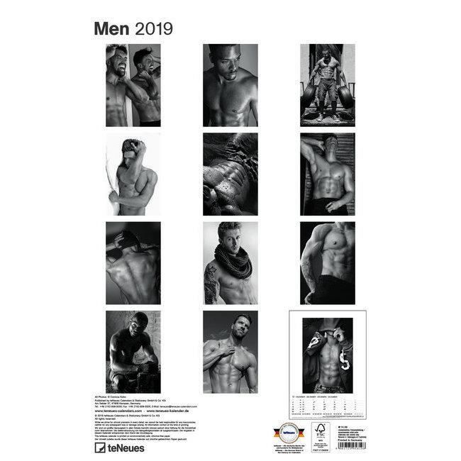 Maxi Calendrier 2019 Sexy Homme noir et blanc men(ten 29.7X42