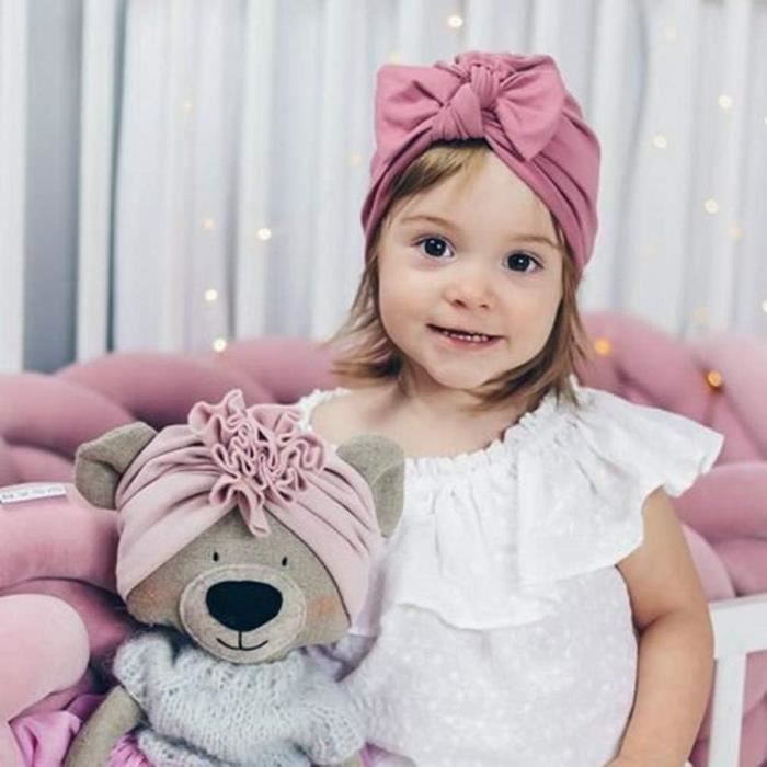 Bandeau bébé nouveau-né pour fille nœud coton élastique bandeau turban pour  bébé enfants