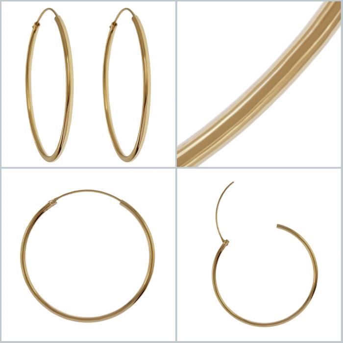 Boucles D'oreilles Créoles Plaqué Or 18 Carats - Diamètre 40mm - Marque Tata Gisele - Neuf Avec étiquettes