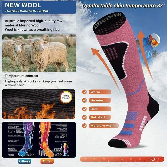 Gio Stockings DANISH ENDURANCE Chaussettes De Ski Thermiques En Laine Mérinos Support Hells Angels 81