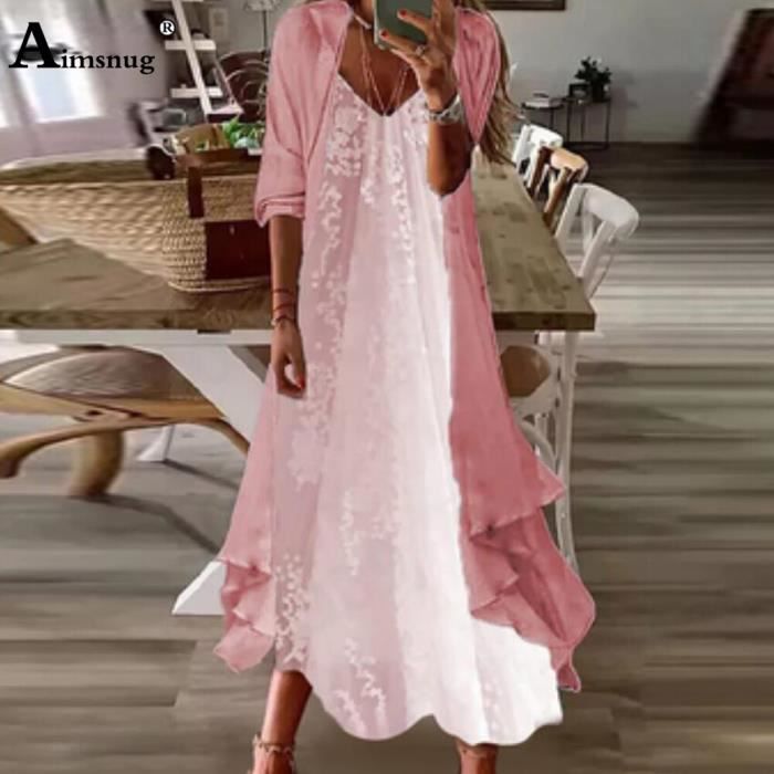 Robe,Robe Maxi lgante pour Femme,Tenue  Demi Manches,Style Bohme ...